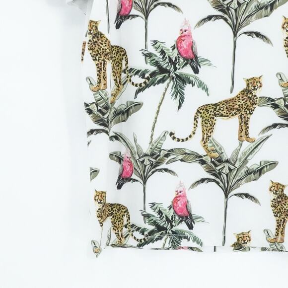 Bad Birdie Shirt Men Large White Cheetah Parrot Palm Print Golf Performance - Picture 7 of 15